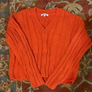 Madewell V-Neck Sweater in Bright Orange